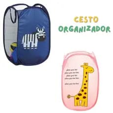 Cesto Organizador Infantil Telado - Estampas Divertidas de Animais Cute Fofo Infantil Zoo