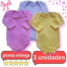 Kit Roupa De Bebe 3 Peças Body Manga longa Barato Enxoval Mãe Primeira Viagem