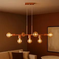 Luminária Lustre Pendente Industrial 7 Lâmpadas 68cm Metal Moderno Decorativo Bivolt - Jabuticaba