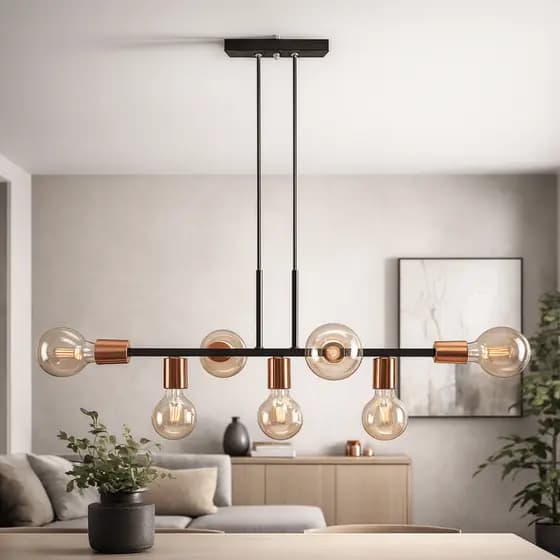 Lustre Pendente Industrial 7 Lâmpadas 68cm Moderno Decorativo Bivolt