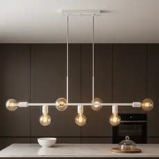 Lustre Pendente 7 Lâmpadas Para Mesa Grande Sala de Jantar e Ilha Gourmet Soquete E27 - Jabuticaba
