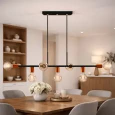 Luminária de teto Lustre 7 Lâmpadas Para Mesa de Jantar Grande e Ilha Gourmet Pendente Decorativo E27