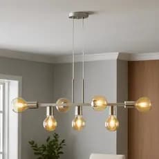 Lustre Pendente Industrial 7 Lâmpadas 68cm Metal Moderno Decorativo Bivolt - Canopla Enviada Conforme Disponibil