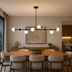 Luminária de teto Lustre Pendente Barem 8 Globos de vidro  1,2m de cabo Industrial Moderno