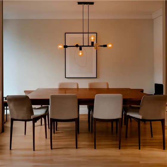 Luminária de teto Lustre Pendente Rubis 6 Lâmpadas Industrial Assimétrico (Estilo Jabuticaba) - Moderno