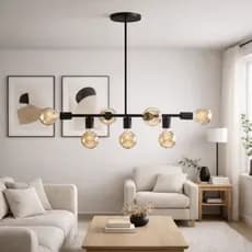 Luminária de Teto - Lustre Plafon Industrial para 7 Lâmpadas - Moderno Minimalista - Mesa de Jantar