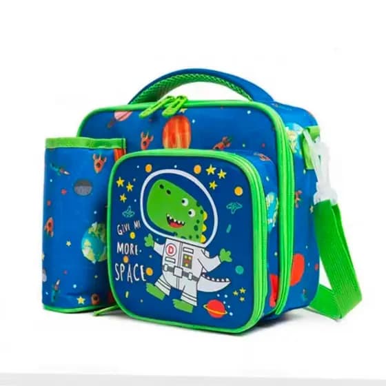 Bolsa térmica lancheira infantil alça de mão e transversal pra marmita fruta refere