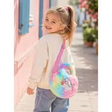 Bolsa de menina unicornio estiro coração grnade