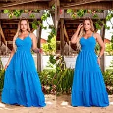 Vestido Longo Feminino Festa Batizado Casamento Plus Size e Slim