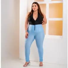 Calça Feminina Lipo Max Power Plus Size Cintura Alta Zíper Frontal