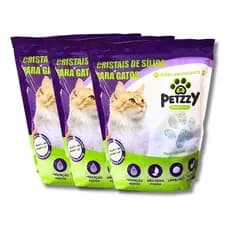 Kit Com 3 Areia Sanitaria Silica Premium Gato Petzzy 1.6kg