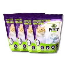 Kit Com 4 Areia Sanitaria Silica Premium Gato Petzzy 1.6kg