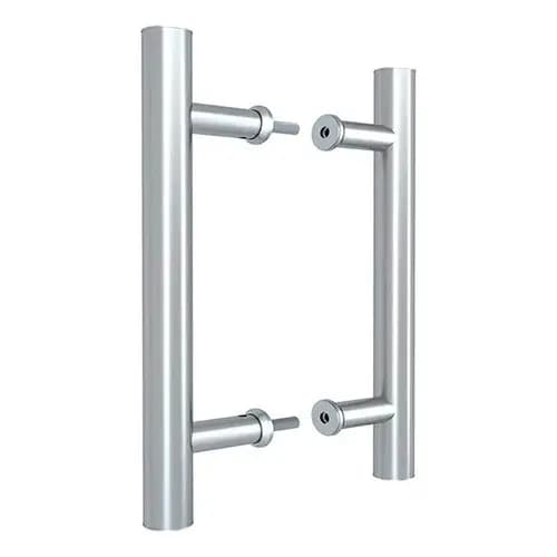 Puxador Para Porta Inox 304 Prata Pivotante 45cm Redondo Brilhante