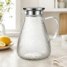 Jarra De Vidro Com Tampa Inox Borossilicato Transparente 1,8 Litros Suco Água Resistente