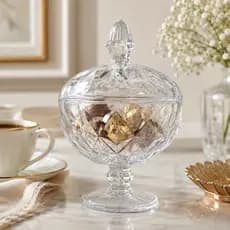 Bomboniere De Vidro Potiche Com Tampa Baleiro Grande 380ml Para Decoração Baleiro Luxo Elegante
