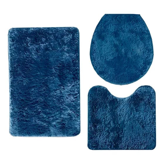 Conjunto Jogo de Tapete Clássico 3 Peças Estilo Azul
