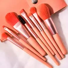 Kit 8 Pincéis Maquiagem Estojo Base Blush Conjunto