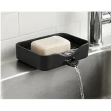 kit 2 Suportes Escorredor de Bucha e Saboneteira | Porta Esponja com Drenagem Cozinha Banheiro Preto