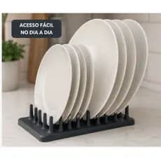 Organizador de Pratos para Armário | Suporte Escorredor de Louças Compacto Antiderrapante | Porta Pratos para Cozinha