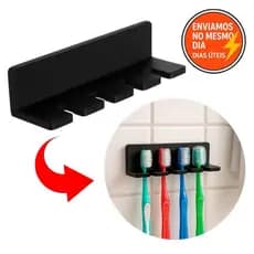 Suporte Porta Escovas de Dente  4 Escovas Organizador Banheiro Autoadesivo Sem Furos