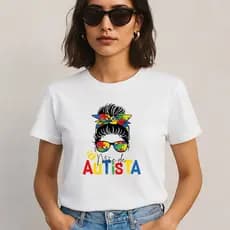 Blusa Feminina Estampada Mãe de Autista Conscientização Autismo Orgulho Inclusão Moda Casual