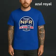 Camiseta Masculina NFR Los Angeles 2021 Wrangler Estampada Moda Agro Rodeio Cowboy Casual Algodão