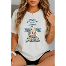 Camiseta Frase Católica Nossa Senhora Imaculada Estampa Religiosa Devocional Confortável