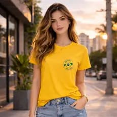 Camiseta Brasil Estampa Pequena Unissex Blusa Feminina Estilosa Camiseta Masculina Algodão
