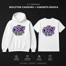 Conjunto Moletom Canguru + Camiseta Obey Look Urbano Tendência Conforto Premium