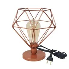 luminária abajur de mesa quarto escritorio retro cupula diamante