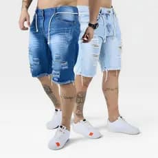 Kit 2 Bermudas Jeans Masculinas Shorts Premium | Rasgadas Estilosas | Conforto e Qualidade Garantida