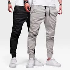 Calça Jogger Masculina Sarja ou jeans 4 bolsos com punho elástico streetwear