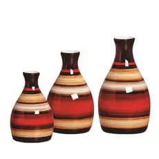 Trio De Vaso Cerâmica - Decoração Sala Aparador Rack Quarto
