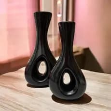 Kit Vasos De Cerâmica Decorativos - Dupla De Vasos - Enfeite Sala Quarto Casa