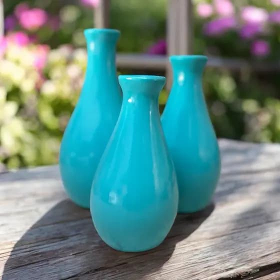 Trio De Vaso Cerâmica Decorativo - Enfeite Sala Aparador Rack Quarto