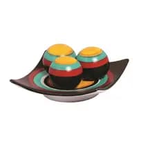 Promoção -  Centro De Mesa Decoração De Cerâmica - Enfeite Sala Quarto - Prato Com Bola