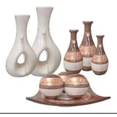 Decoração Para Sala Quarto Mesa Raque Estante - Vaso Travessa - Conjunto 9 Peças