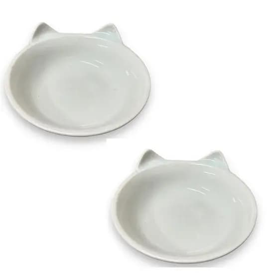 2 Comedouro Pet Para Cachorro e Gato De Porcelana - Tigela Pet - Pote Para Ração e Água