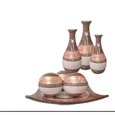 Kit 7 Peças - Vasos Bandeja Bolas Decorativos Enfeite Para - Centro De Mesa - Rack - Nicho - Sala