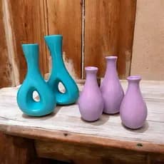 Decoração Para Sala Quarto Mesa Rack Estante -  Enfeite Vaso Travessa - Conjunto 5 Peças