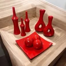 kit Decoração Casa Quarto Sala Ponta- Vaso Prato Enfeite Mesa Rack - 9 Peças