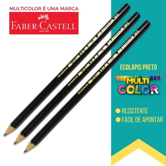 Kit 10 Lápis Preto Grafite Sextavado Super N.2 Multicolor