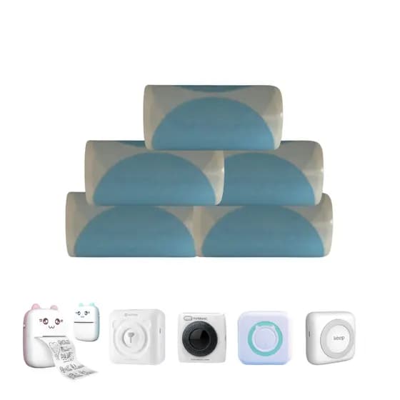 5 - Etiquetas Redonda 5cm Para Mini Impressora Gatinho - 5 Rolos