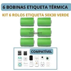 Etiqueta Adesiva Cor Verde P/ Mini Impressora Gato - 6 Rolos