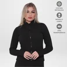 Jaqueta Blusa de Academia Feminina Canelada Roupa Fitness Esportiva Para Treino