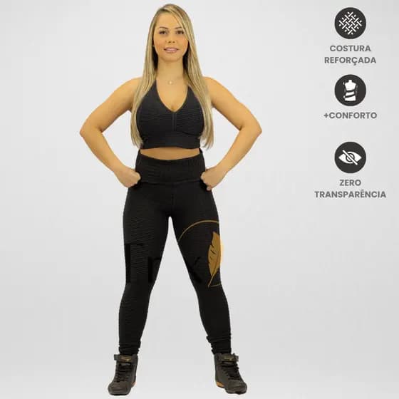 Conjunto Bolha Calça e Top Roupa Fitness Academia Feminino