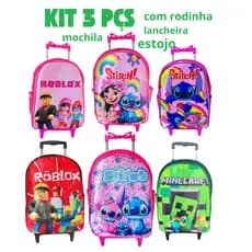 Mochila Escolar com Rodinhas - Diversos Personagens - Menino - Menina