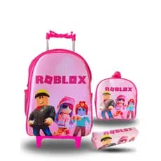Kit mochila escolar com rodinhas - Roblox