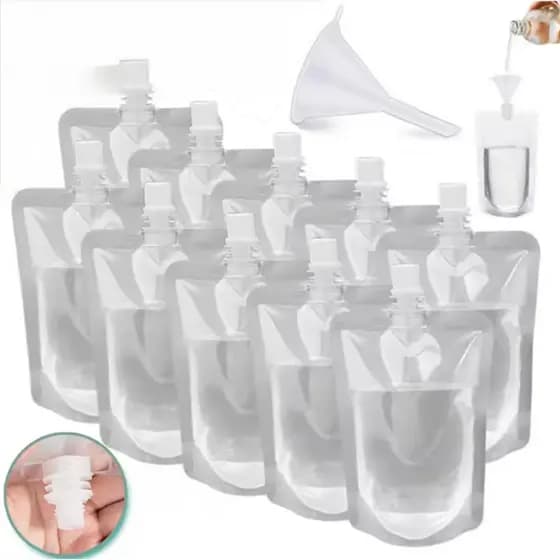 Kit com 03 Sacos Saquinhos transparentes 100ml cada com tampa de rosca corrida gel suco.