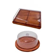 OFERTA 8.8 KIT 2pçs Porta Frios Médio (21X16,5CM), Boleira de Madeira RUSTICO café da manha, Cozinha